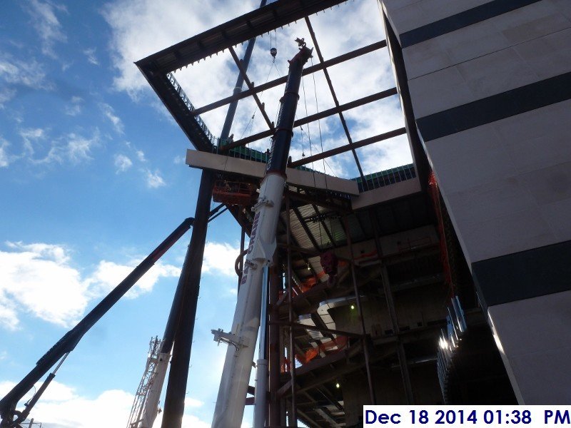 Erecting the stone panels around the skylight 1